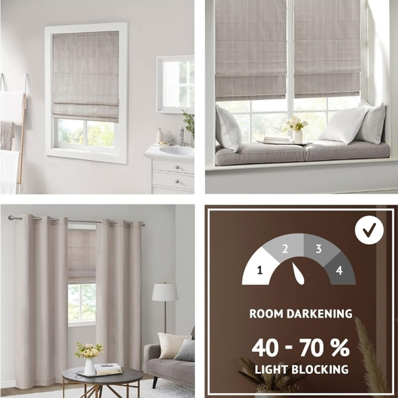 Madison Park Galen Cordless Roman Shades - Fabric Privacy Single Panel Darkening - Picture 3 of 5